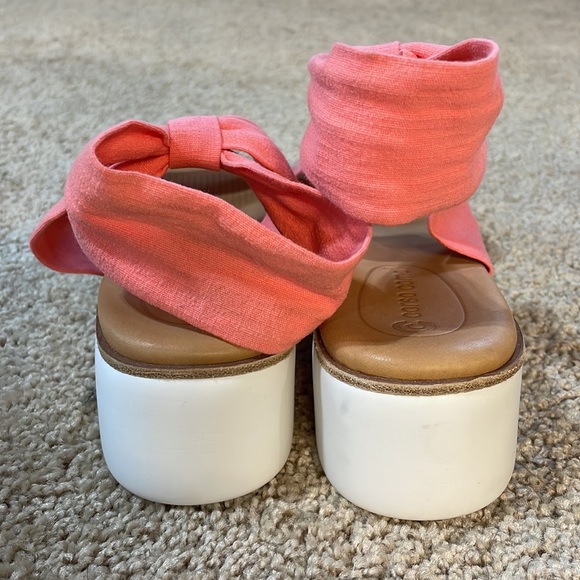 NIB coral pink sandals 6.5M porcelain rose stretch fabric + leather beach pool - Picture 12 of 16